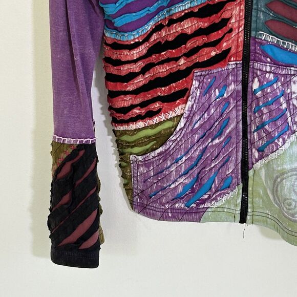 All That Jazz Women's Zip Front Hoodie Size XL Multicolored Boho Nepal Jacket - Picture 4 of 10